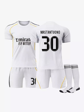 N.30Maglia da casa n. 10 Mbappé 25/26 set da 3 pezzi a maniche corte per adulti e bambini
