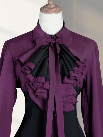 ゴシックロリータ ワンピース フリル オフェリー 長袖 ワンピース かわいい 膝丈 暗黒系 黒 赤