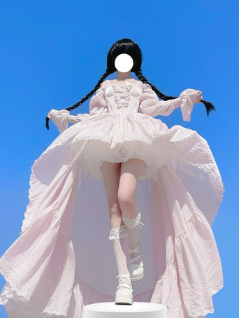 バレエ スイート ロリータ ドレス ロングスリーブ リボン ブラック ロリータ ドレス トレーン付き