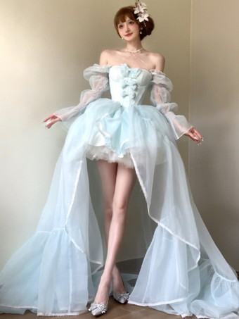 バレエ スイート ロリータ ドレス ロングスリーブ リボン ブラック ロリータ ドレス トレーン付き