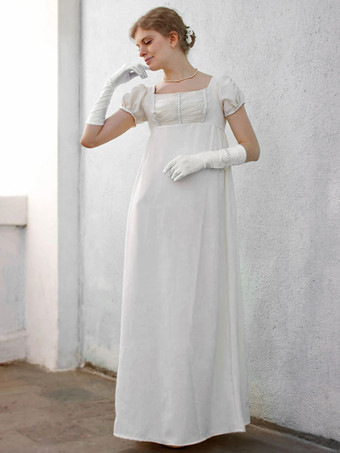 生成り白のレトロな衣装レースポリエステルドレス女性ヴィンテージ衣装シフトパーティーウエディングドレス