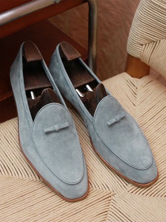 メンズ ベルギーローファー スエード ラウンドトゥ レザー スリッポン レトロ ペニー カジュアルシューズ