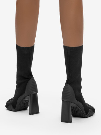 Women's Toe Ankle Boots White Special Shaped Heel Elastic Booties