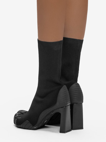 Women's Toe Ankle Boots White Special Shaped Heel Elastic Booties