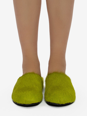 Women Winter Slippers Faux Fur Hair Round Toe slides