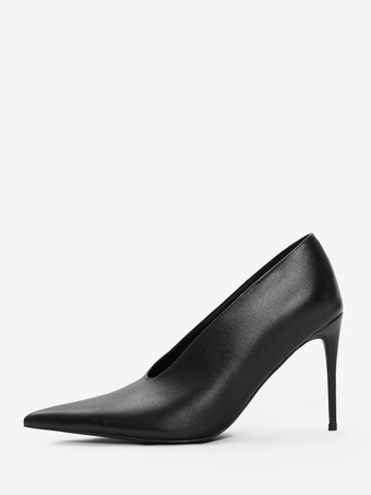 バーガンディハイヒール レディース ポインテッドトゥ スリッポンパンプス