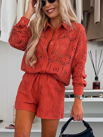 長袖シャツとレースショーツの2ピースコーデセット 2025