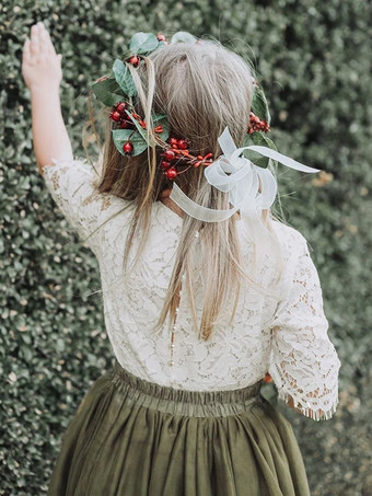 ツーピースウェディングフラワーガールドレス特別な機会のドレスピンク半袖レース