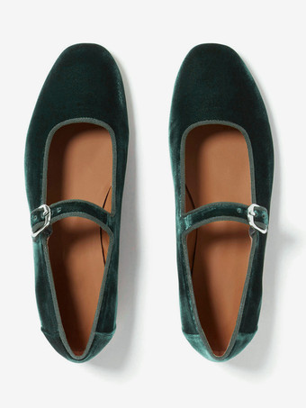 ベルベット バレエ フラット ラウンド トゥ メリージェーン バレリーナ フラット レディース