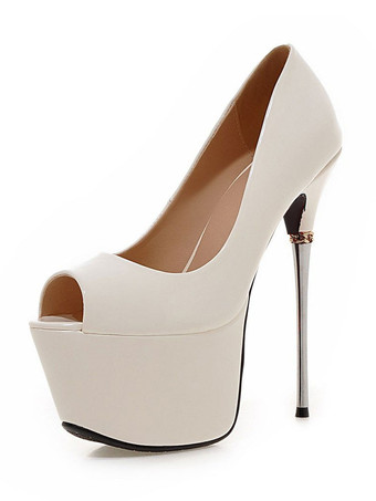 パンプス ピンヒール 靴の甲の素材：パテント PU ピープトゥシューズ ゴールド スリップオン セクシーハイヒール 16cm シック＆モダン シューズ パーティー キャバ 2次会 二次会 結婚式 無地 ハイヒールシューズ フォーマルイブニング レディース靴