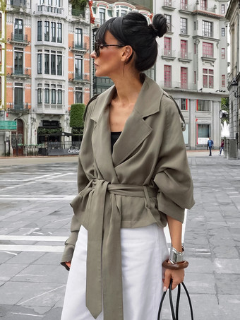 クロップド丈ウィンドブレーカー タイウエストジャケット レディース 2025