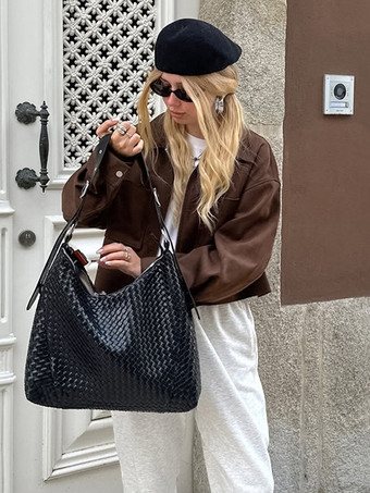 ブラウンスエード クロップド丈 ジップアップジャケット（ポケット付き、レディース 2025年）