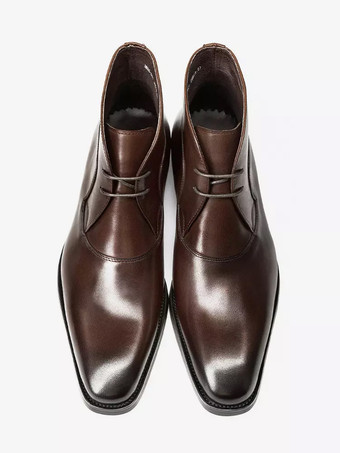 ブラウン メンズ ドレスブーツ ブラック 牛革 レースアップ スクエアトゥ アンクルブーツ