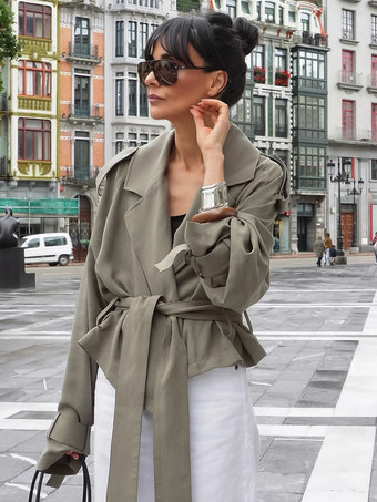 クロップド丈ウィンドブレーカー タイウエストジャケット レディース 2025