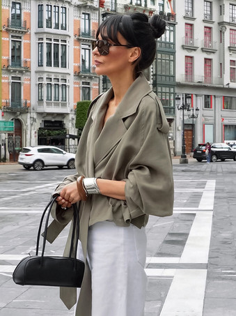 クロップド丈ウィンドブレーカー タイウエストジャケット レディース 2025