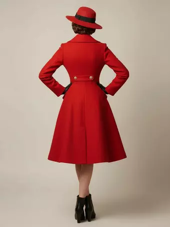 Vintage A-line Double-breasted Woolen Flared Midi Coat For Women 2026 Vintage A-line Double-breasted Woolen Flared Midi Coat For Women 2026