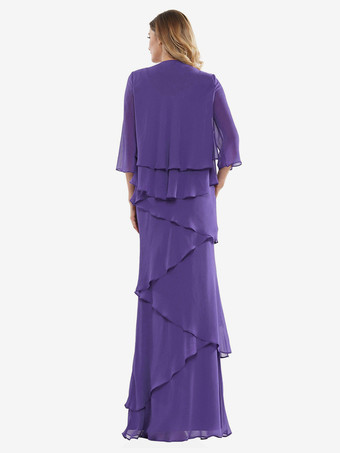 花嫁の母親のためのパーティードレス Vネック ノースリーブ Aライン フリル ウェディングゲストドレス