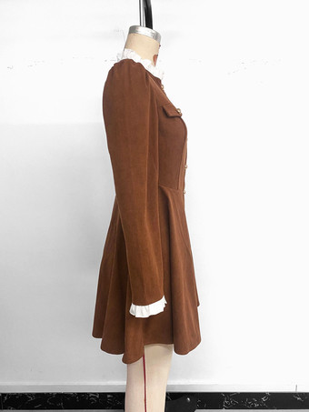 ヴィンテージAライン長袖コーデュロイミニドレス（レディース）2025