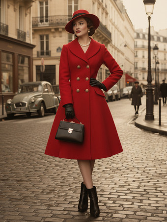 ヴィンテージAライン ダブルブレスト ウール フレア ミディコート レディース 2025