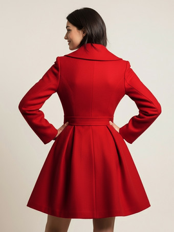 ウール混紡Aラインコート（ショールカラー、ブラックボタン付き、レディース）2025年モデル