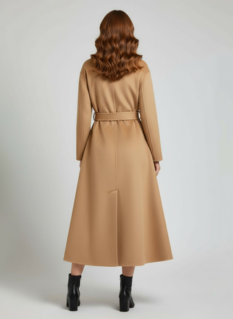 ウールカシミア混紡ヴィンテージAラインコート（クラシックラペル＆ベルト付き、レディース2025年モデル）