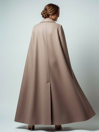 取り外し可能なケープとベルト付きマキシダブルブレストウールコート（レディース 2025）