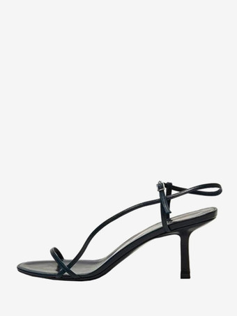 ブラック 女性用レッドヒールサンダル オープントゥ ストラップ パーティーシューズ