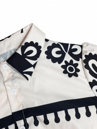 抽象的なプリントとベルトが付いた女性用マキシシャツドレス 2025