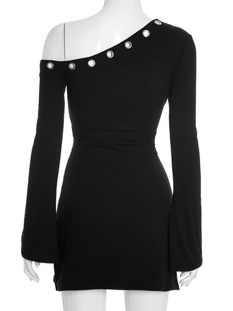 2025年レディース向けアシンメトリーショルダーボディコンミニドレス