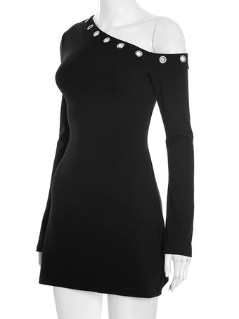 2025年レディース向けアシンメトリーショルダーボディコンミニドレス