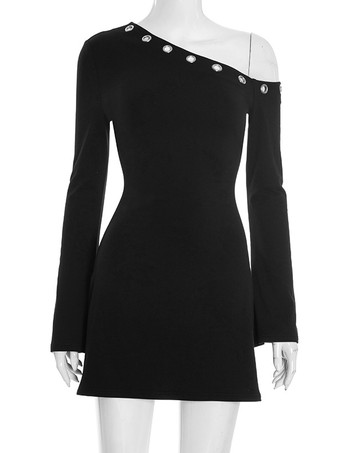 2025年レディース向けアシンメトリーショルダーボディコンミニドレス