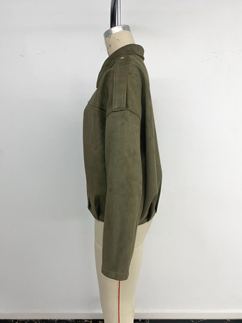 ハンターグリーンのジッパー付きオーバーサイズドロップショルダージャケット（レディース）2025