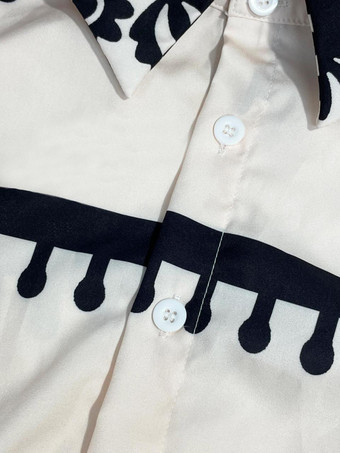 抽象的なプリントとベルトが付いた女性用マキシシャツドレス 2025