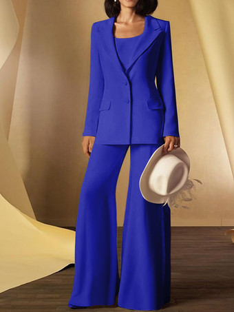 ロイヤルブルーブライダルマザードレス ジュエルネック 長袖 シースボタン 床長さのゲストドレス 結婚式用