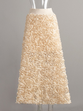 3Dローズフラワーディテールロングスカート（レディース）2025