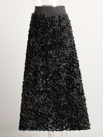 3Dローズフラワーディテールロングスカート（レディース）2025