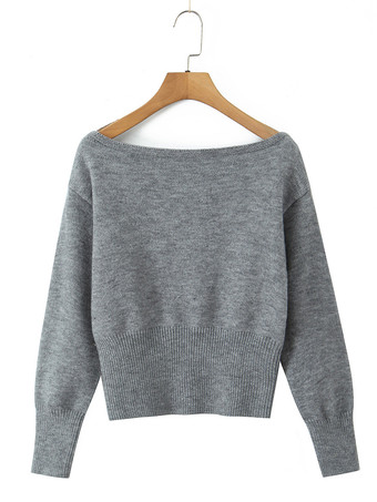 リブウエストとランタンスリーブのアシンメトリープルオーバーセーター（レディース 2025）