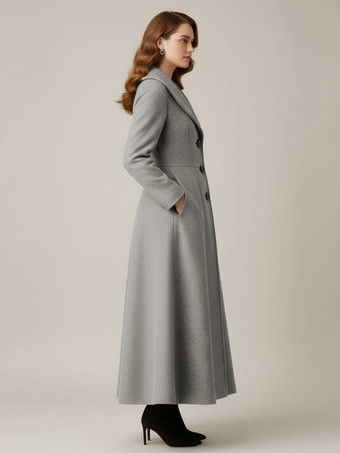 ショールカラーのフルレングスウールコート（レディース）2025