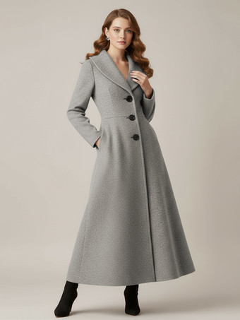 ショールカラーのフルレングスウールコート（レディース）2025