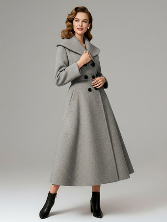 ヴィンテージ ダブルブレスト Aライン ウールコート（ショールカラー）レディース 2025