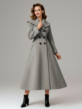 ヴィンテージ ダブルブレスト Aライン ウールコート（ショールカラー）レディース 2025