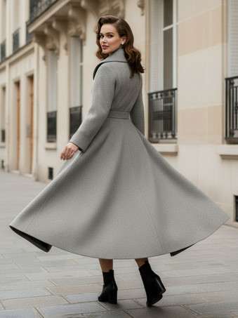 ヴィンテージ ダブルブレスト Aライン ウールコート（ショールカラー）レディース 2025