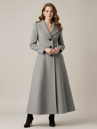 ショールカラーのフルレングスウールコート（レディース）2025