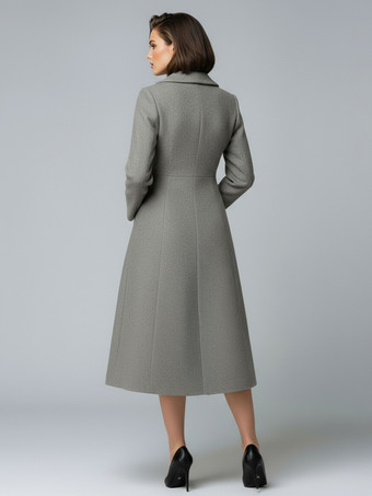 ウールダブルブレストAラインミディコート（ショールカラー、レディース）2025年モデル