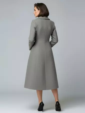 Manteau mi-long en laine à double boutonnage et col châle pour