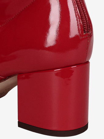 オーバーザニーブーツ レッド レディース オーバーザニーブーツ パテントPUアッパー パピーヒール