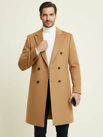 メンズスーツコート ダブルブレスト ターンダウンカラー カジュアル ブラックコート