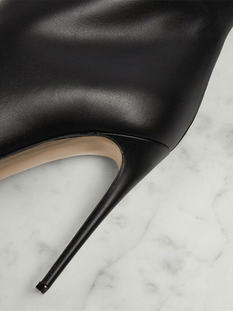 ブラックサイハイブーツポインテッドトゥスティレットヒールオーバーニーブーツ