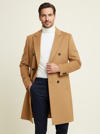 メンズスーツコート ダブルブレスト ターンダウンカラー カジュアル ブラックコート