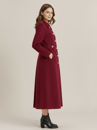 ヴィンテージウールカシミア混紡コート（ゴールドボタン付き、レディース向け）2025年モデル